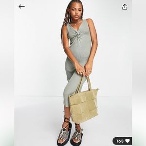 ASOS Twist Front Knit Dress in Olive Green / Gray Color Size XS Stretch Maternit